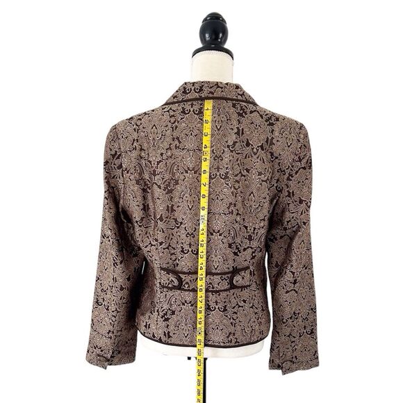 Liz Claiborne Women’s Brocade Brown and Tan Long Sleeve Blazer Size 14P - Picture 4 of 10